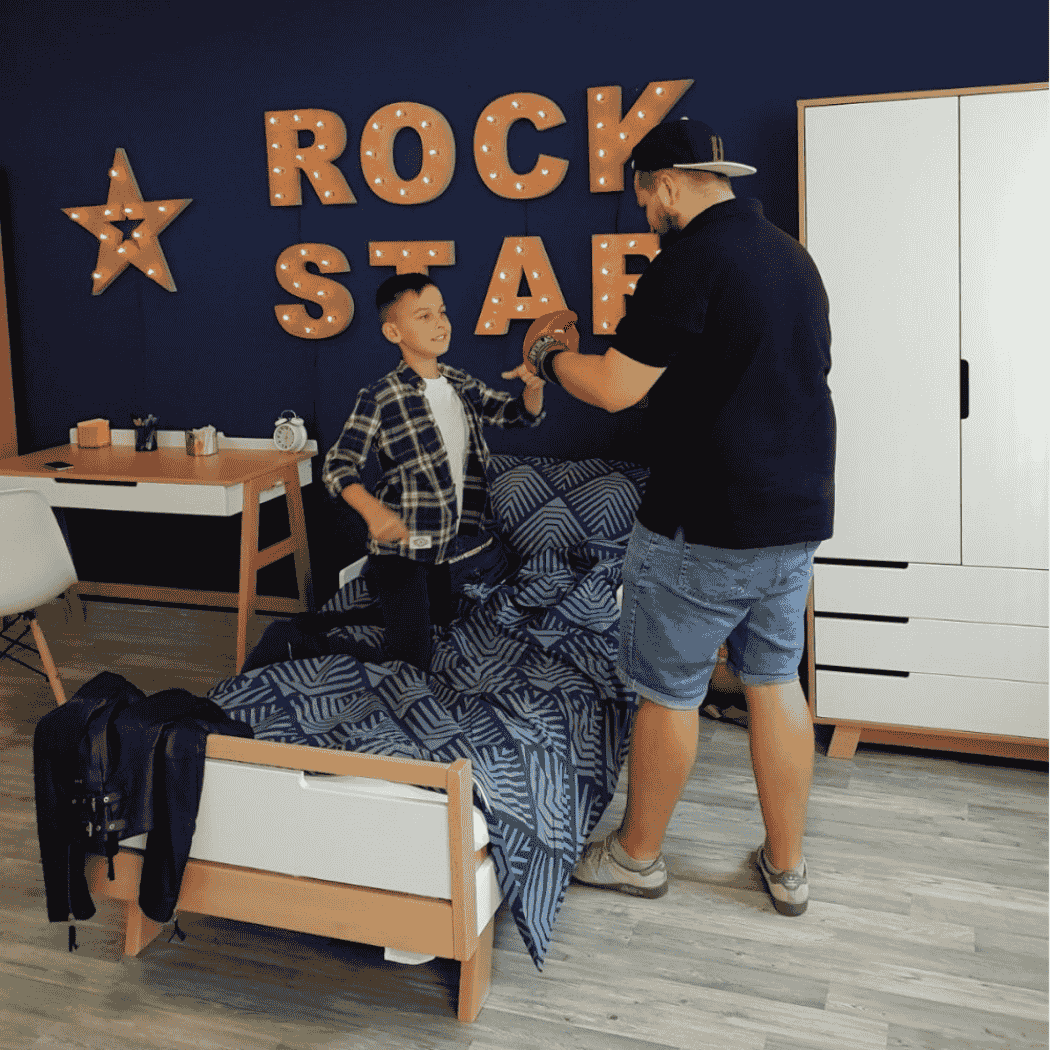 Postel pro Teenagery Lussi 160 Gekko Kids, Bílá / Přírodní buk